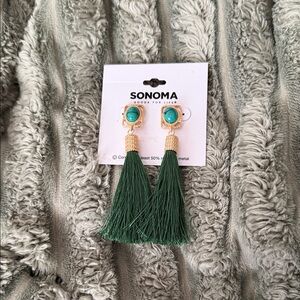 Sonoma Green Tassel Earrings with Gold Accents